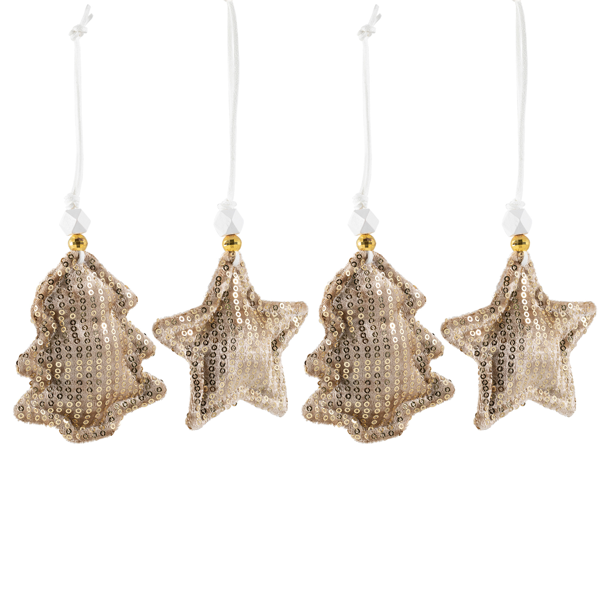 Northlight 4ct. Sequin Stars & Trees Plush Christmas Ornaments