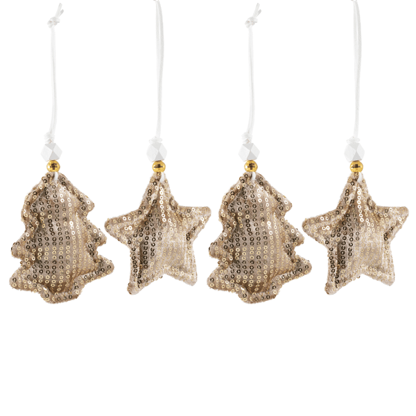 Northlight 4ct. Sequin Stars & Trees Plush Christmas Ornaments