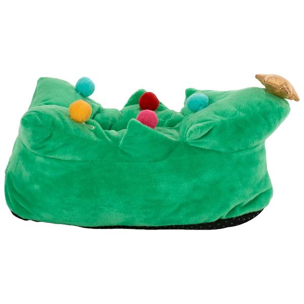 Womens Fuzzy Babba Christmas Tree Step-In Puffer Slipper