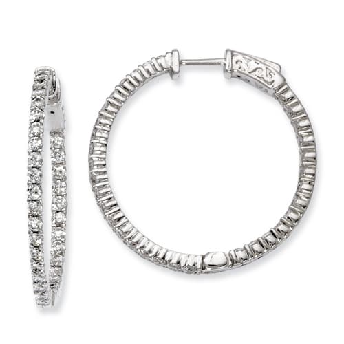 Sterling Silver 30mm x 30mm Hoop Earrings - image 