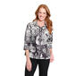 Multiples 3/4 Band Sleeve Large Floral Leaves Button Front Blouse - image 1