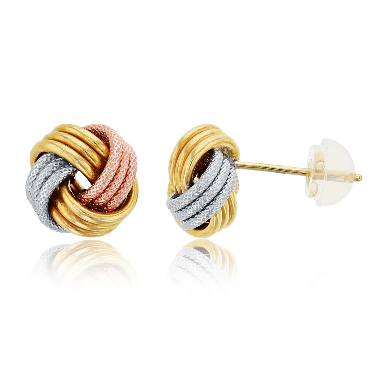 Gold Classics™ Tri-Color Gold 9x9mm Knot Stud Earrings