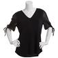 Womens Adrianna Papell Short Clip Dot Sleeve w/ Tie Neck Blouse - image 1