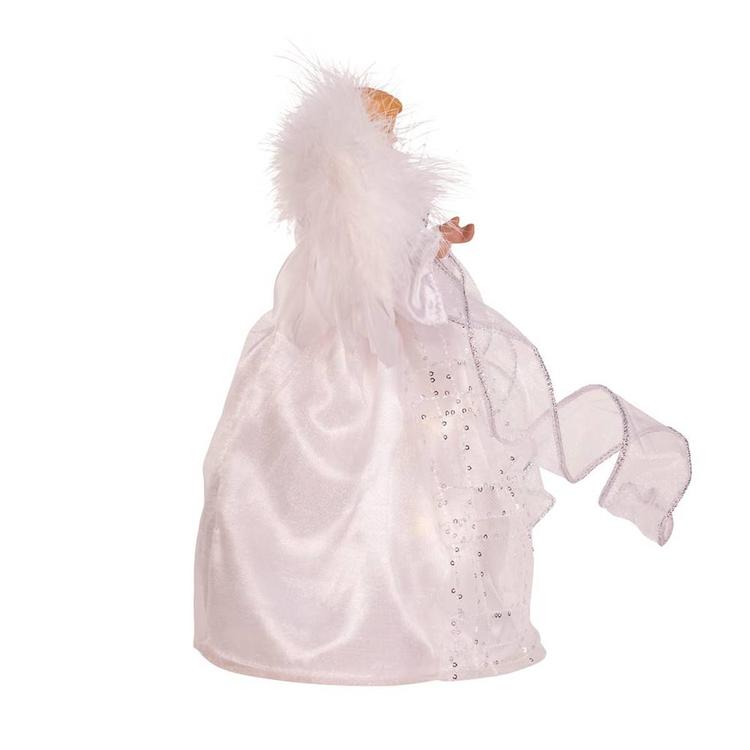 Kurt Adler Silver & White Fairy Lighted Angel Tree Topper