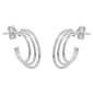 Marsala Sterling Silver Graduated Triple Row Hoop Earrings - image 1