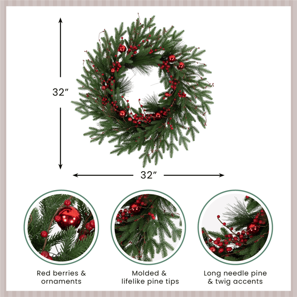 Northlight Real Touch™ 32in. Berries & Pine Christmas Wreath