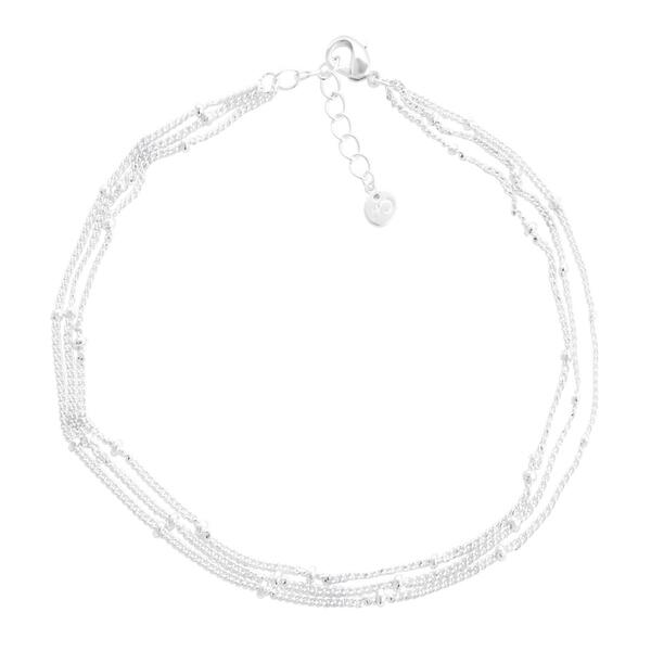 Barefootsies Fine Silver Plated Beaded Multi-Chain Anklet - image 