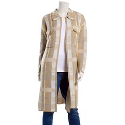 Womens By Design Long Sleeve Chest Pocket Houndstooth Coatigan