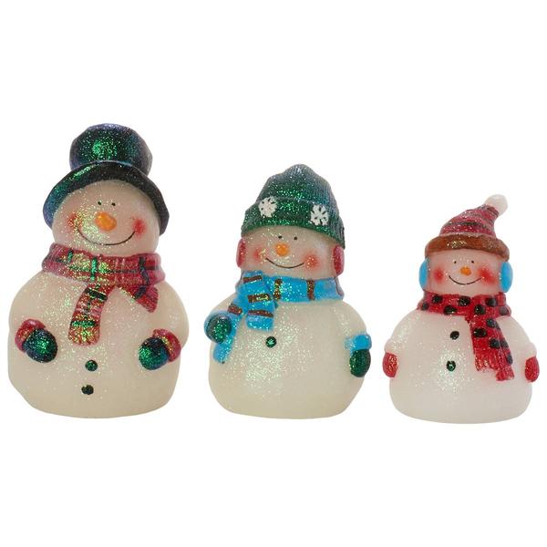 Fitz and Floyd Snowman LED Wax Figurine - Set of 3
