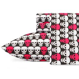 Betsey Johnson Skulls Bright Pink Sheet Set