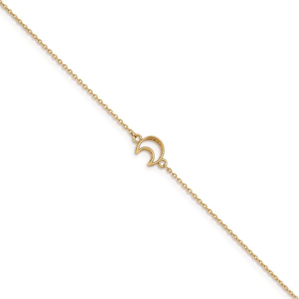 Gold Classics(tm) 14kt. Gold Textured & Polished Moon 9in. Anklet - image 