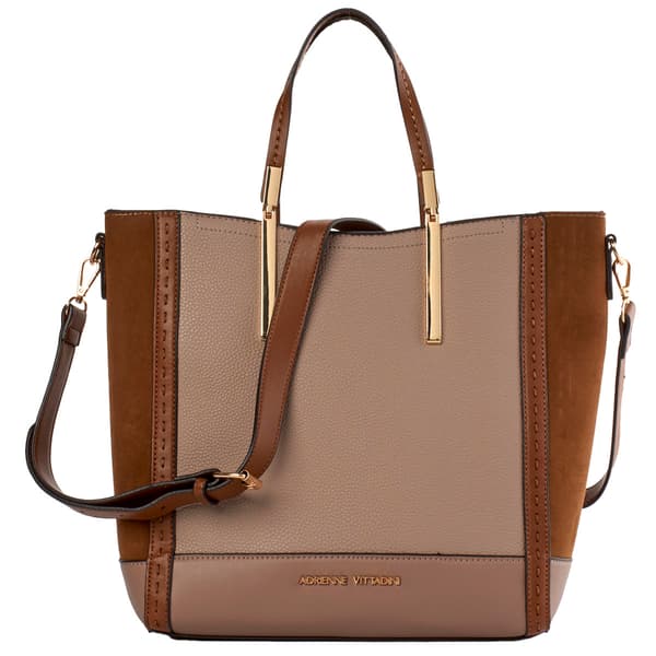 Adrienne Vittadini Pebble Leather and Suede Tote - image 