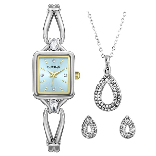 Womens Ellen Tracy Blue Dial Watch & Jewelry Set - ETJ8210SL - image 