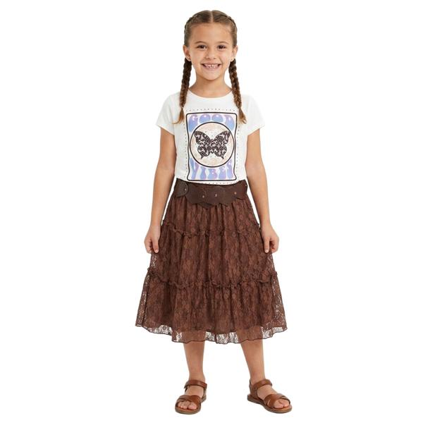 Girls (7-12) Freestyle Revolution Good Vibes Tee/Lace Maxi Skirt - image 
