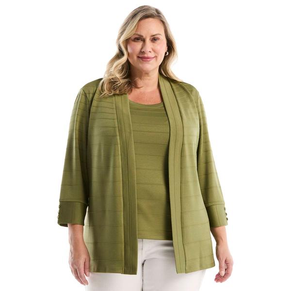 Plus Size Rafaella® 3/4 Sleeve Textured Knit Cardigan - image 