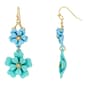 Ashley Cooper(tm) Gold-Tone Blue Multi Double Flower Drop Earrings - image 1
