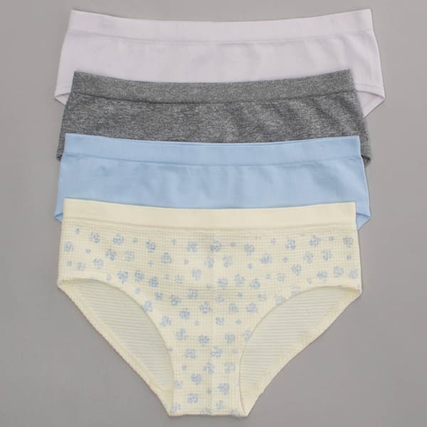 Girls (7-14) Lala(R) Gigi 4pk. Floral Waffle/Solid/Marled Hipsters