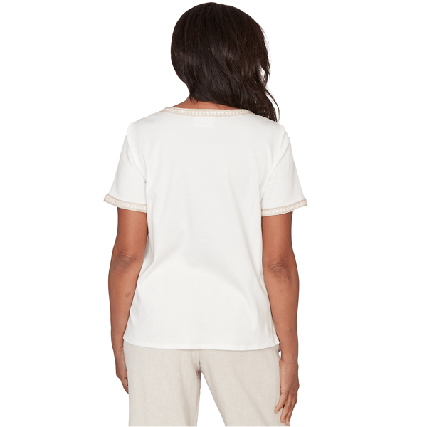 Petite Alfred Dunner Natural Wonder Crochet Pocket Tee