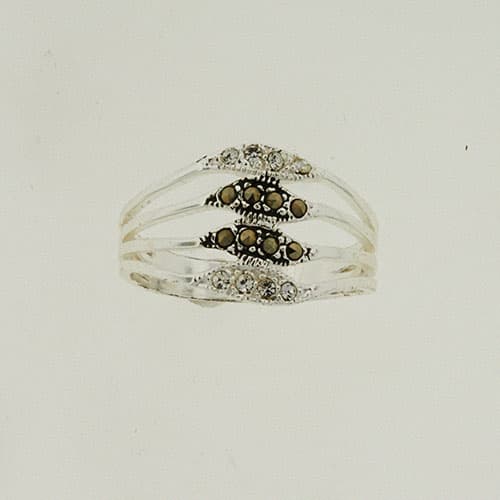 Marsala Clear Crystal Row Ring - image 