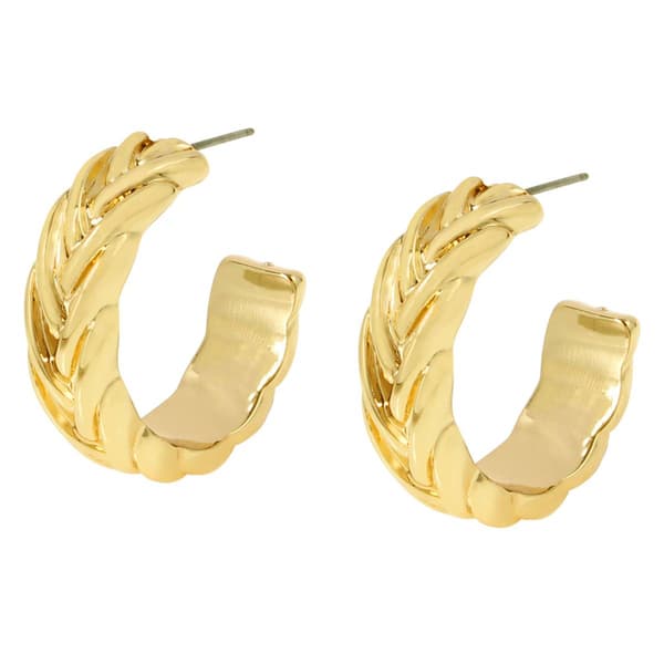 Steve Madden Gold Woven Medium Braided Hoop Earrings