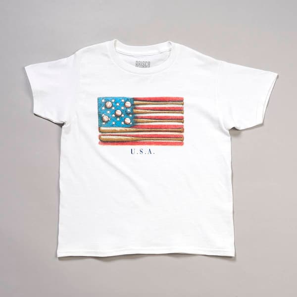 Boys (8-20) Baseball Flag Short Sleeve Tee - White - image 