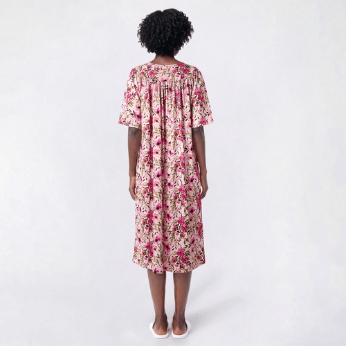 Womens Casual Time Short Sleeve Watercolor Flowers Nightgown