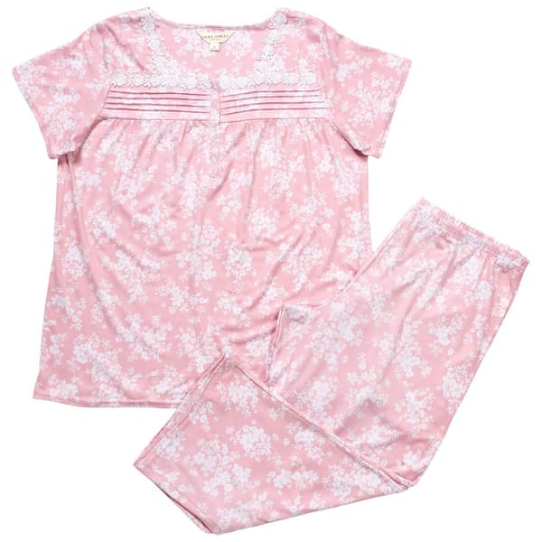 Womens Laura Ashley Short Sleeve Wildflower Capri Pajama Set - image 