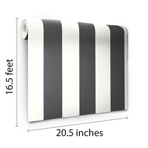 RoomMates® Awning Stripe Black Peel & Stick Wallpaper