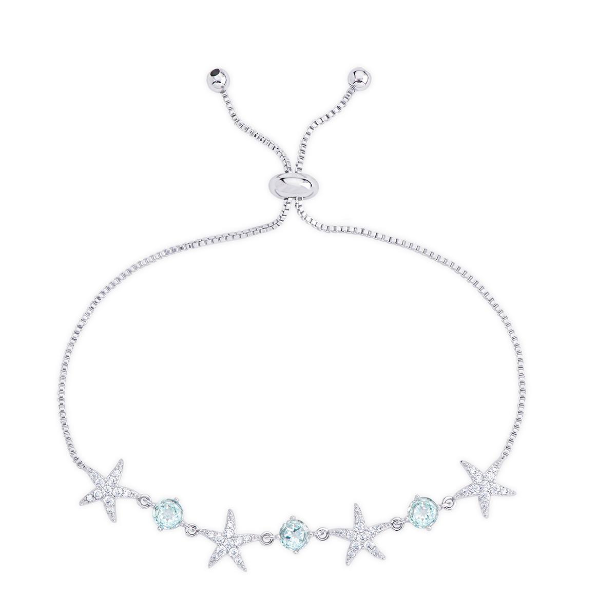 Gianni Argento Starfish & Blue Topaz Silver Adjustable...