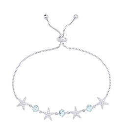 Gianni Argento Starfish & Blue Topaz Silver Adjustable Bracelet