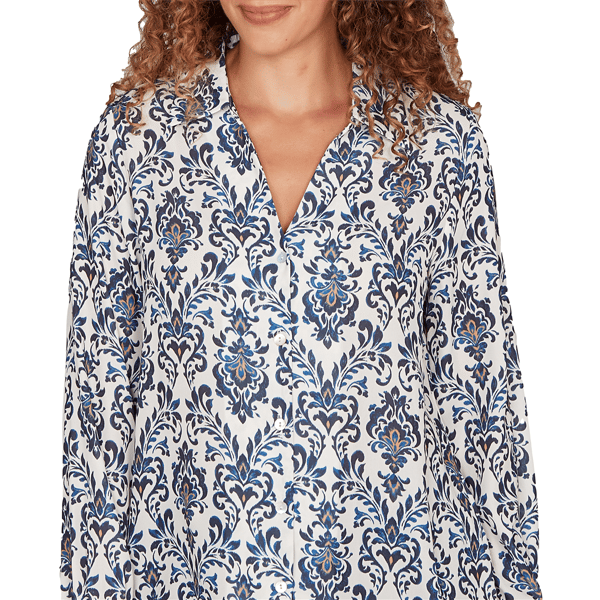 Womens Emaline Golden Nautica Long Sleeve Jacquard Blouse