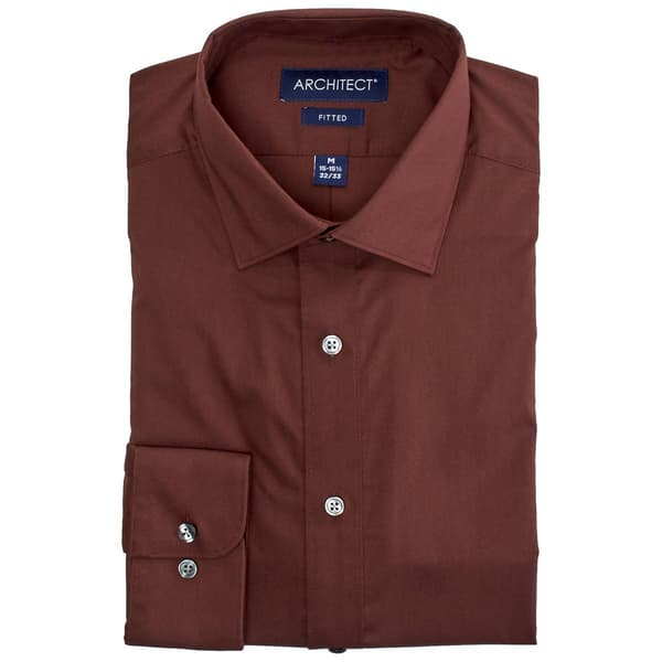 Mens Architect(R) Long Sleeve Fitted Dress Shirt - Dark Chestnut - image 