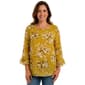 Womens Kasper 3/4 Ruffle Bell Sleeve Placed Floral Blouse - image 1