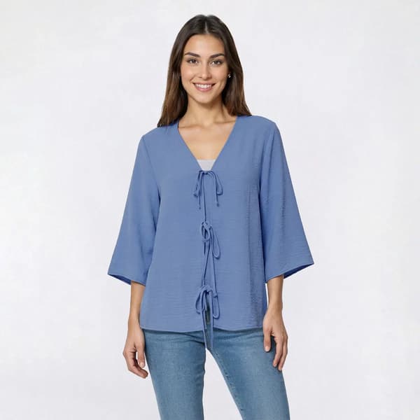 Womens Adrianna Papell 3/4 Sleeve Triple Tie Airflow Blouse