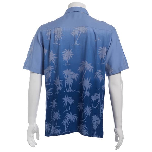 Mens Campia Short Sleeve Rayon Spandex Button Down Shirt - Blue