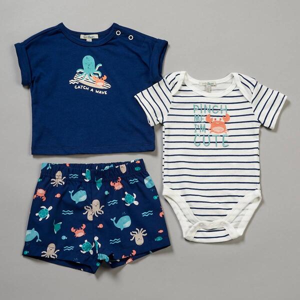 Baby Boy &#40;NB-9M&#41; Minibean 3pc. Sealife & Crab Shorts Set - image 