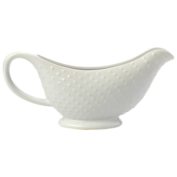 Home Essentials White Hobnail Embossed Gravy Boat - image 