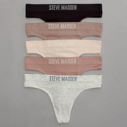 Womens Steve Madden 5pk. Ribbed Knit Thong SM19783A5