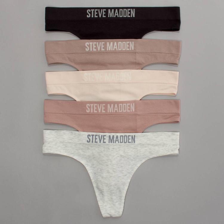 Womens Steve Madden 5pk. Ribbed Knit Thong SM19783A5
