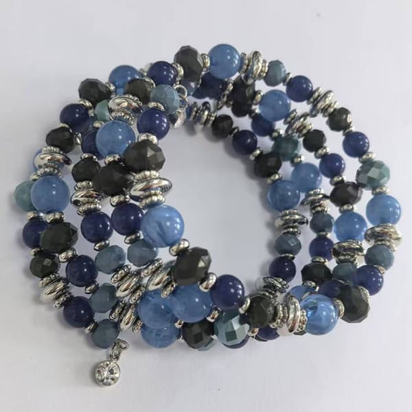 Ashley Cooper(tm) Rhodium Multi Color Wrap Beaded Bracelet - image 