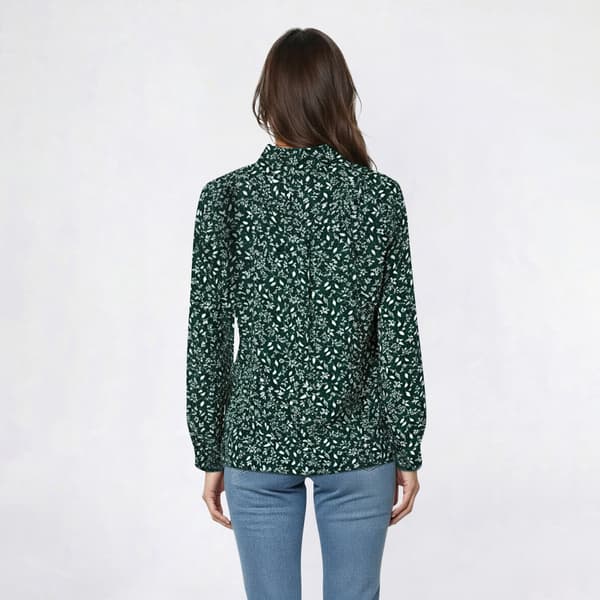 Womens Adrianna Papell Long Sleeve Tie Neck Leaf Blouse