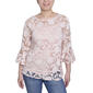 Womens NY Collection 3/4 Flare Sleeve Paisley Mesh Burnout Blouse - image 1