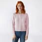 Juniors Pink Rose Cloud Cable Knit Crew Neck Button Cardigan - image 1