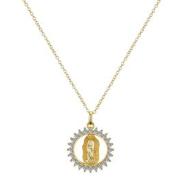 Shine 14kt. Gold Flash Plated CZ Virgin Mary Pendant Necklace