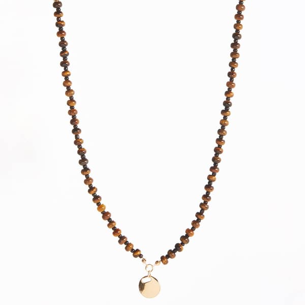Ashley Cooper(tm) Tortoise Shell Beaded Circle Pendant Necklace - image 