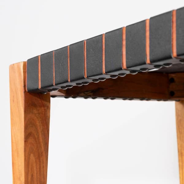 South Shore Balka Woven Matte Black Leather Bench