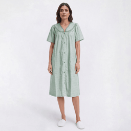 Womens Moon to Noon Tiny Gingham Trapunto Snap Duster