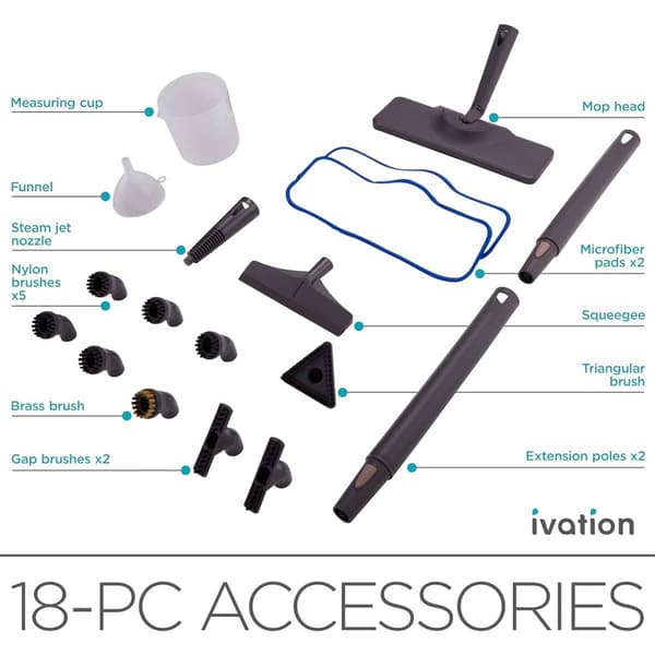 Ivation Multipurpose Cleaner Steamer w/ 18 Accessories