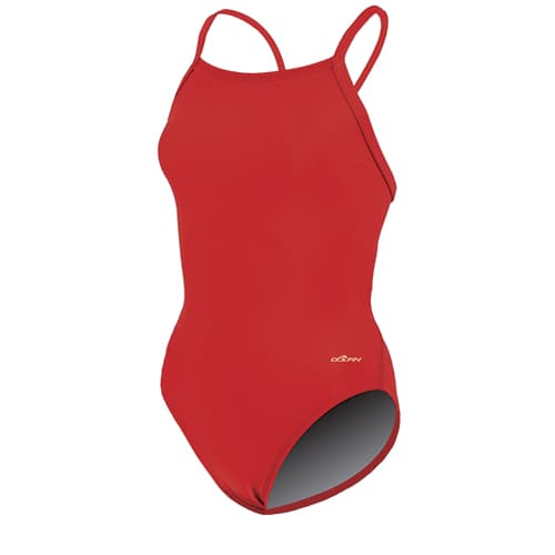 Womens Dolfin® Team Solid V2 Back One Piece Swimsuit - Red