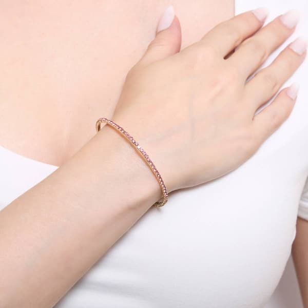 Athra 14kt. Gold over Brass & Light Pink Crystal Coil Bracelet